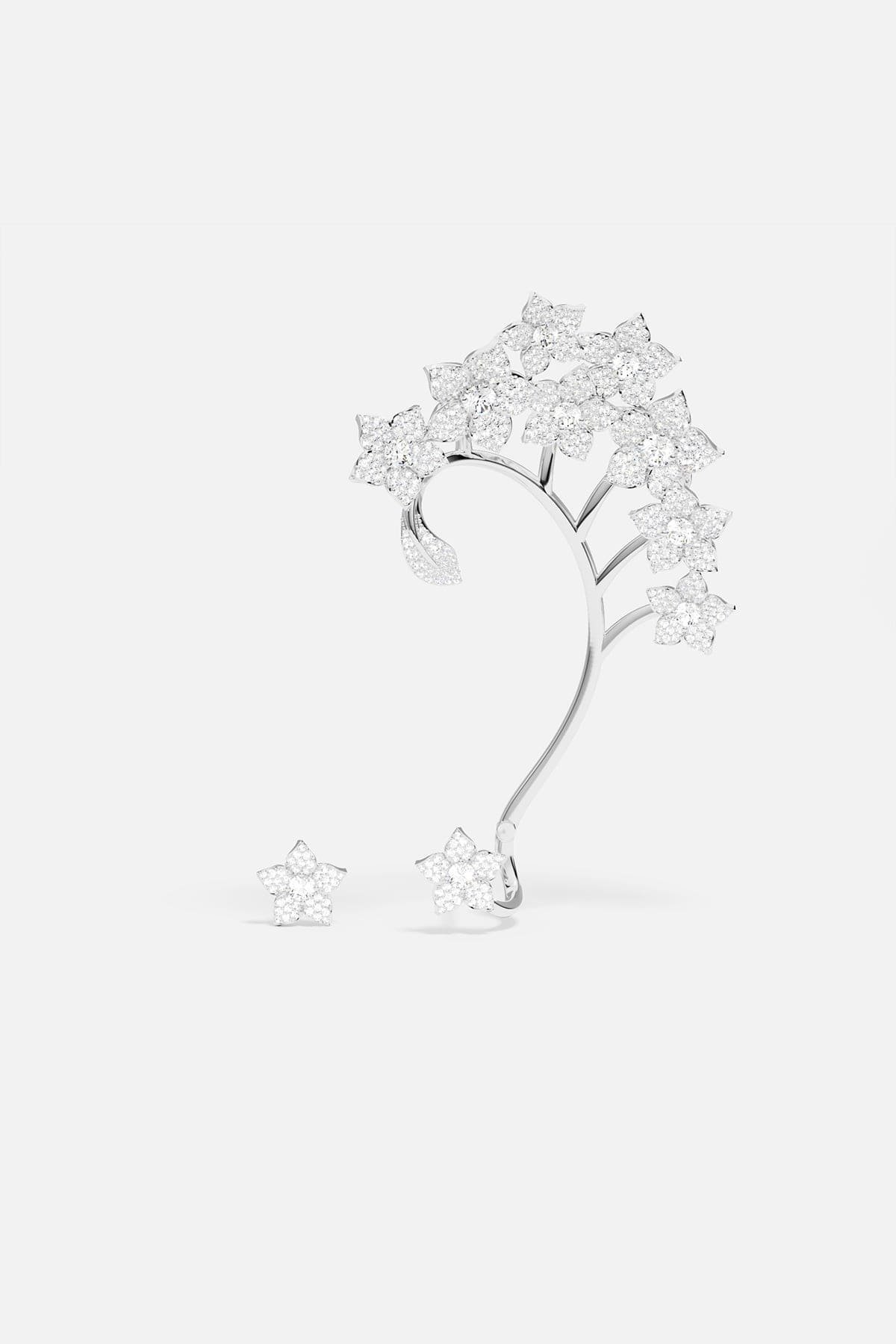 AE16075OX-apm-monaco-asymmetric-blossom-stud-earring-ear-cuff-jewelry Asymmetric Blossom Stud Earring & Ear Cuff