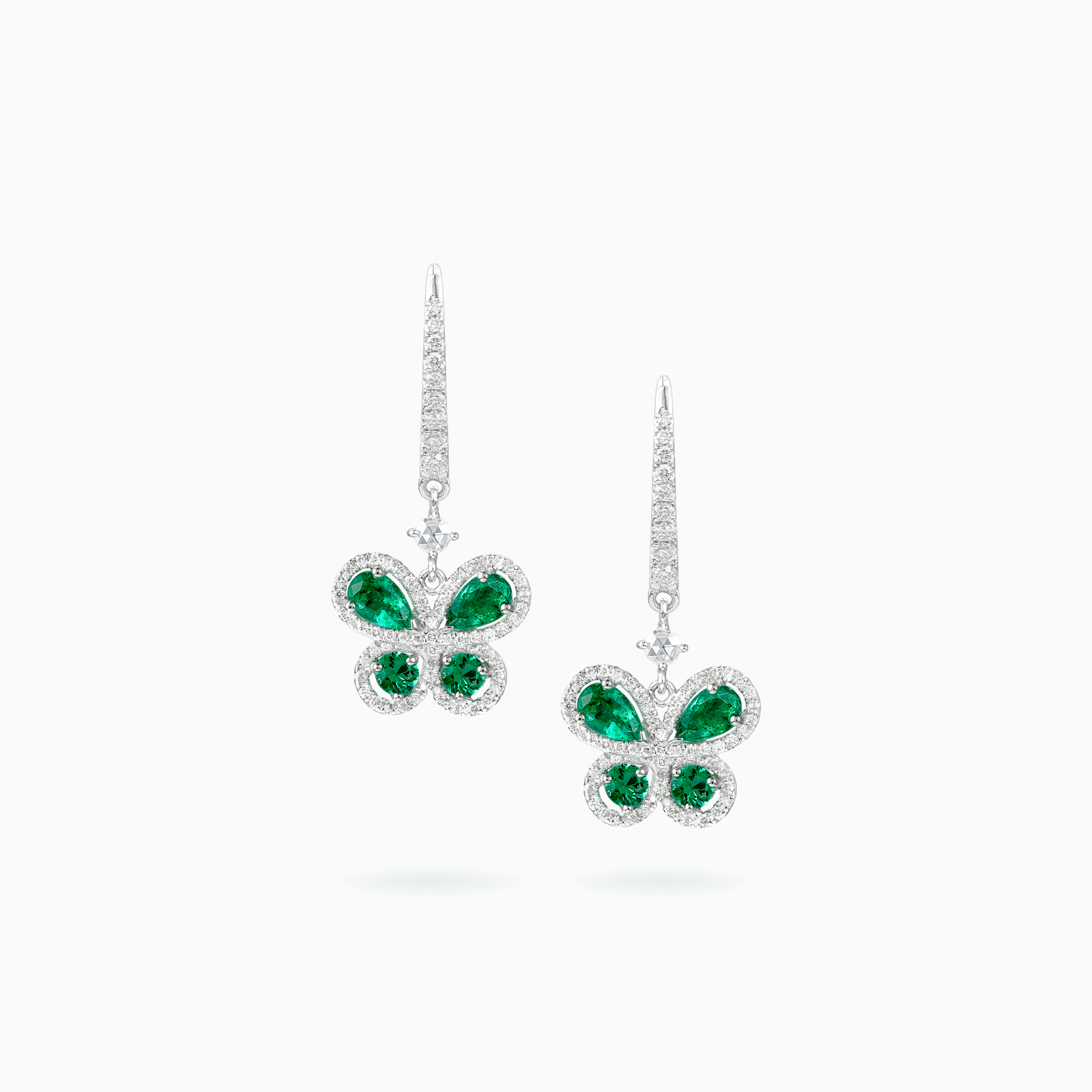 White Gold Emerald & Diamond Earrings