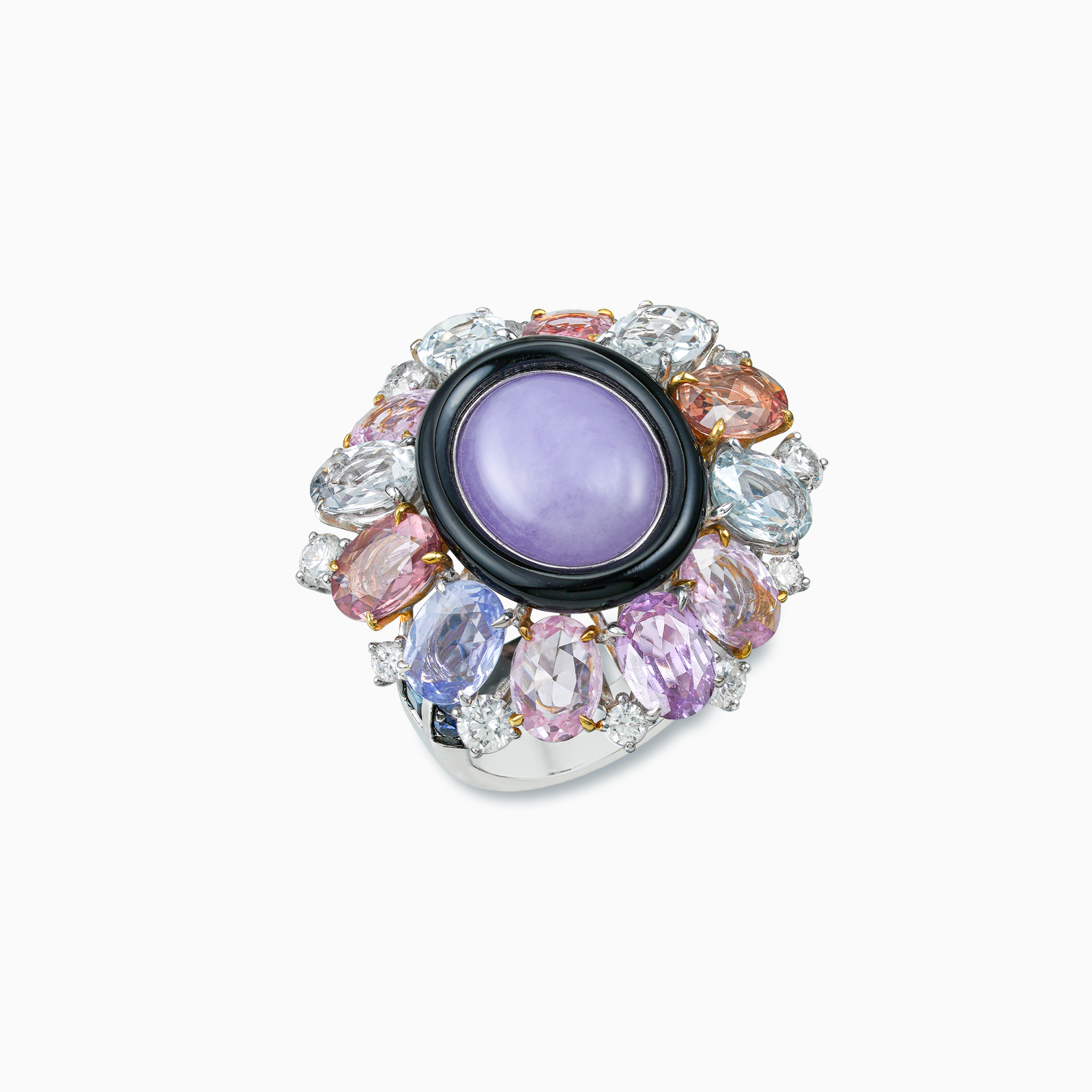 Gold Colored Sapphire Lavender Jade Ring