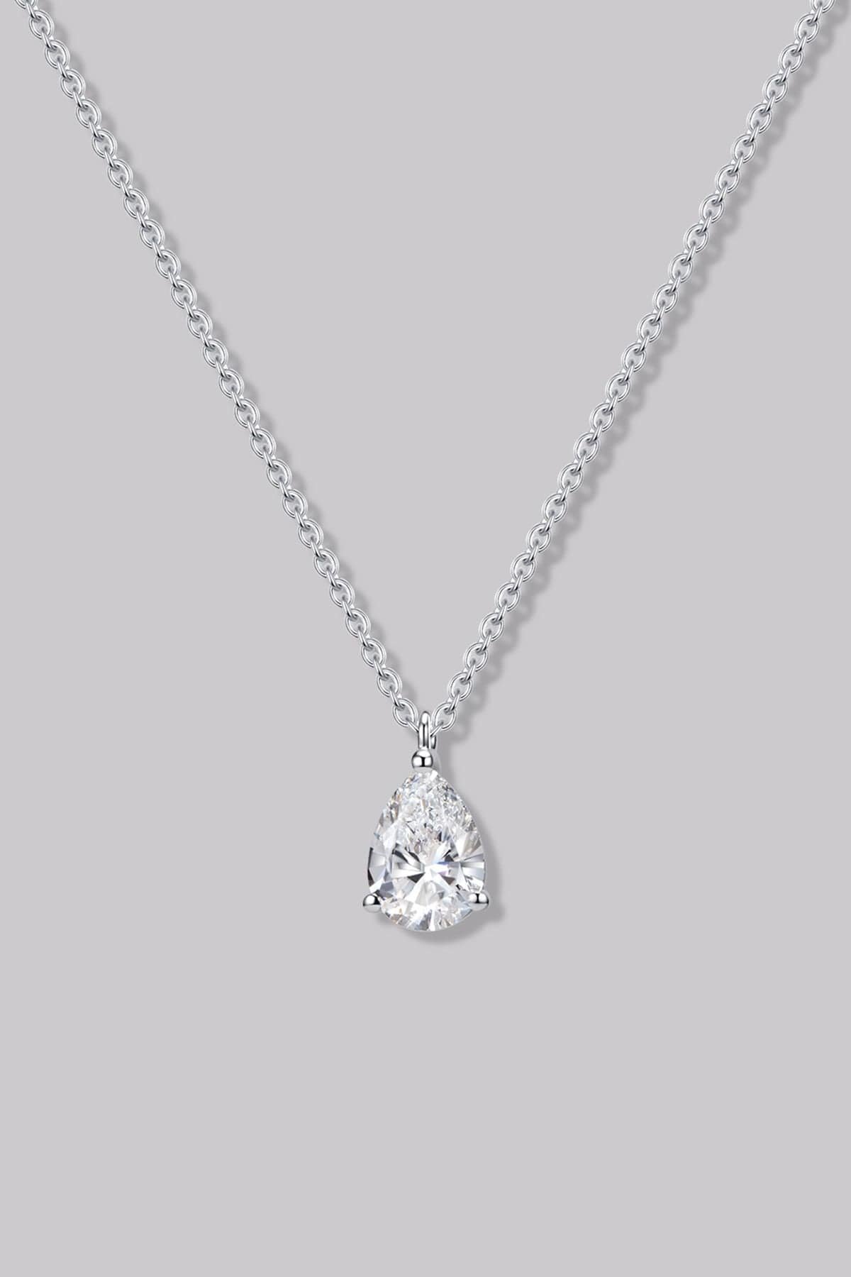 Solitaire Pear Diamond Necklace