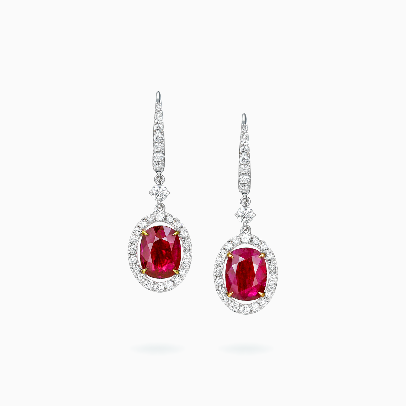 White & Rose Gold Ruby & Diamond Earrings