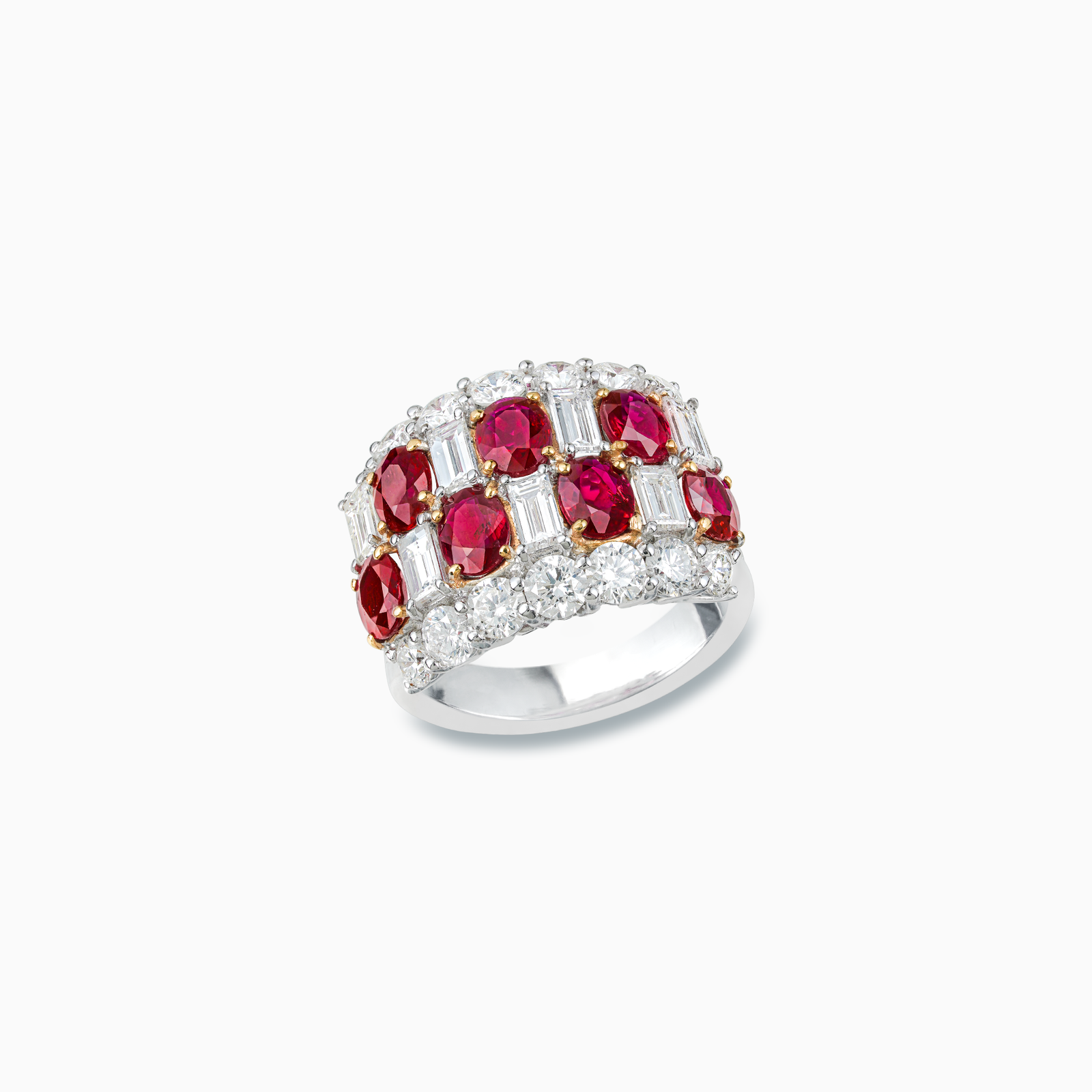 White & Rose Gold Ruby Diamond Ring